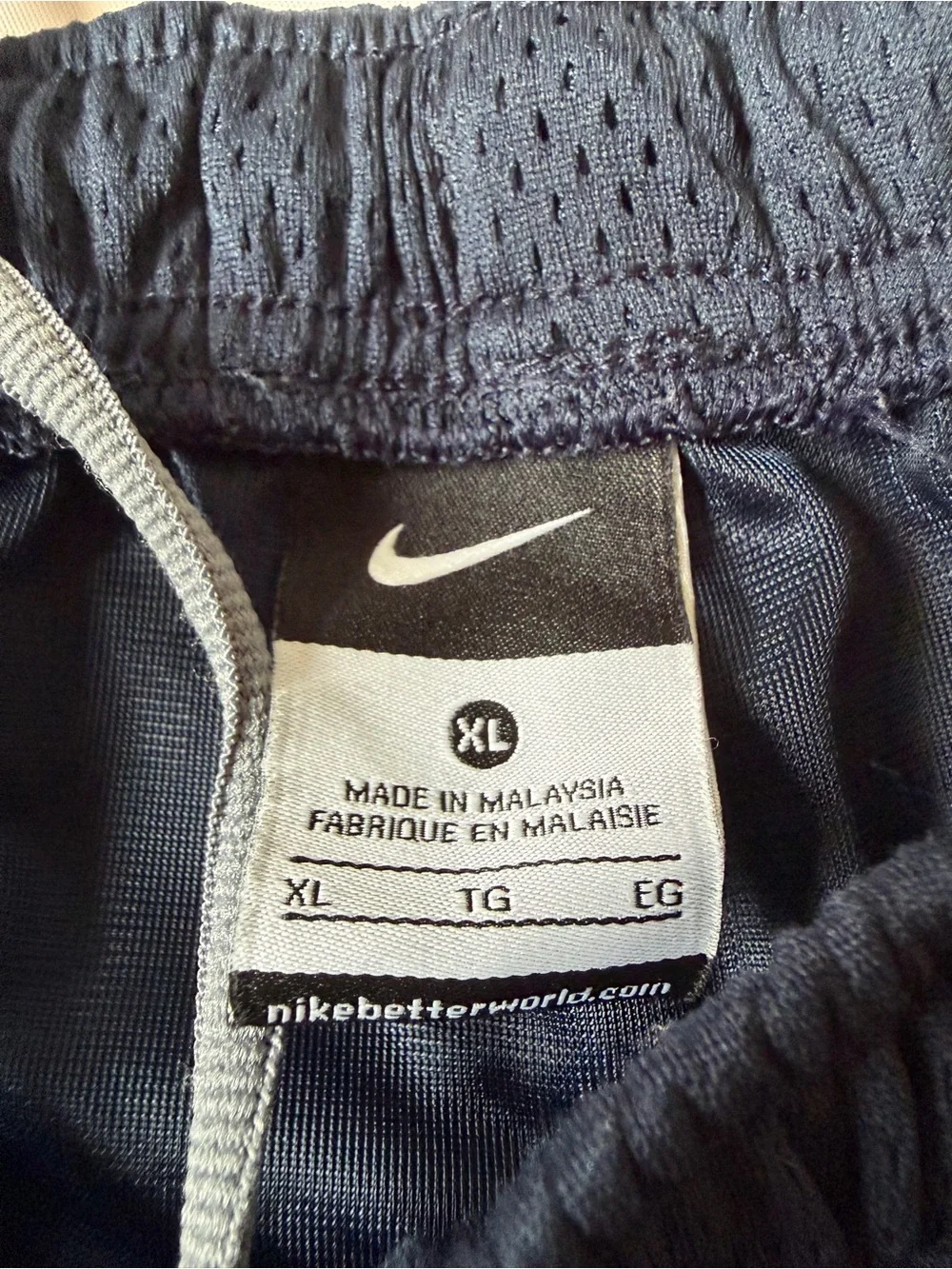 Nike Shorts mens Navy Blue Mesh Basketball Grey Side Stripes double layer XL